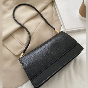 Faux Leather Flap Top Shoulder Bag